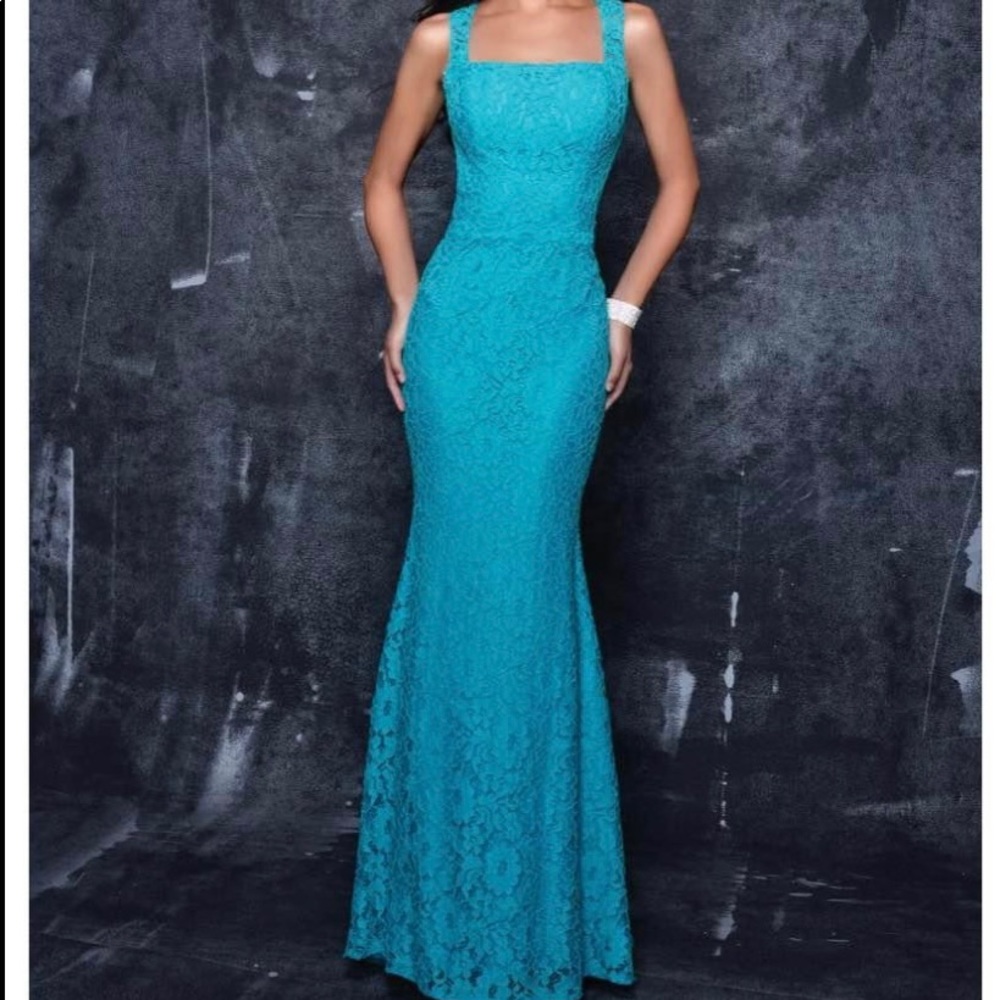 Nina Canacci teal maxi formal gown